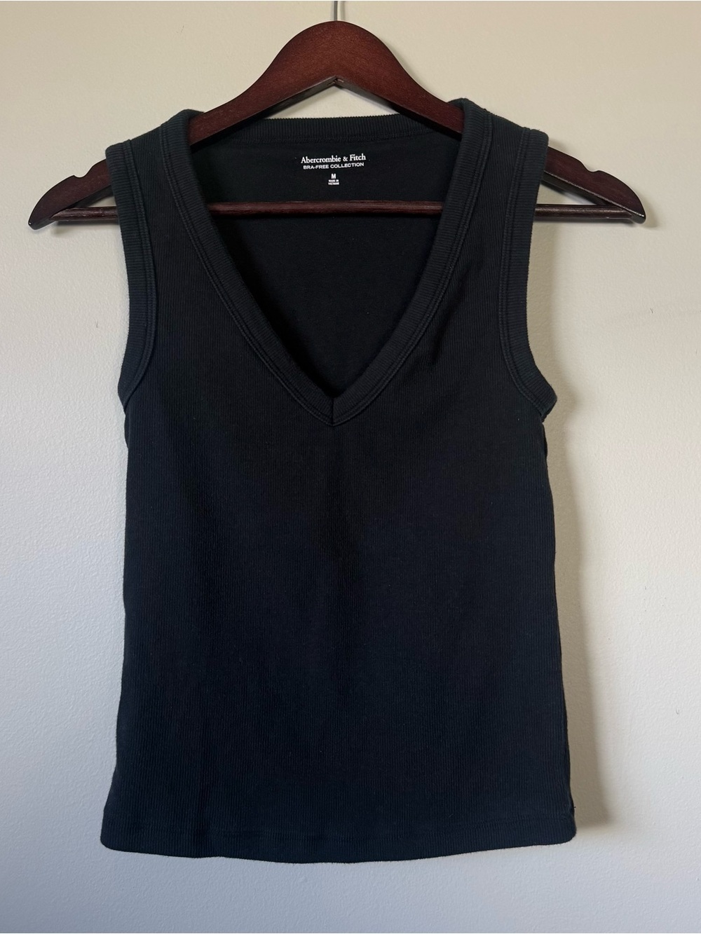 Abercrombie & Fitch Black Ribbed V-Neck Tank